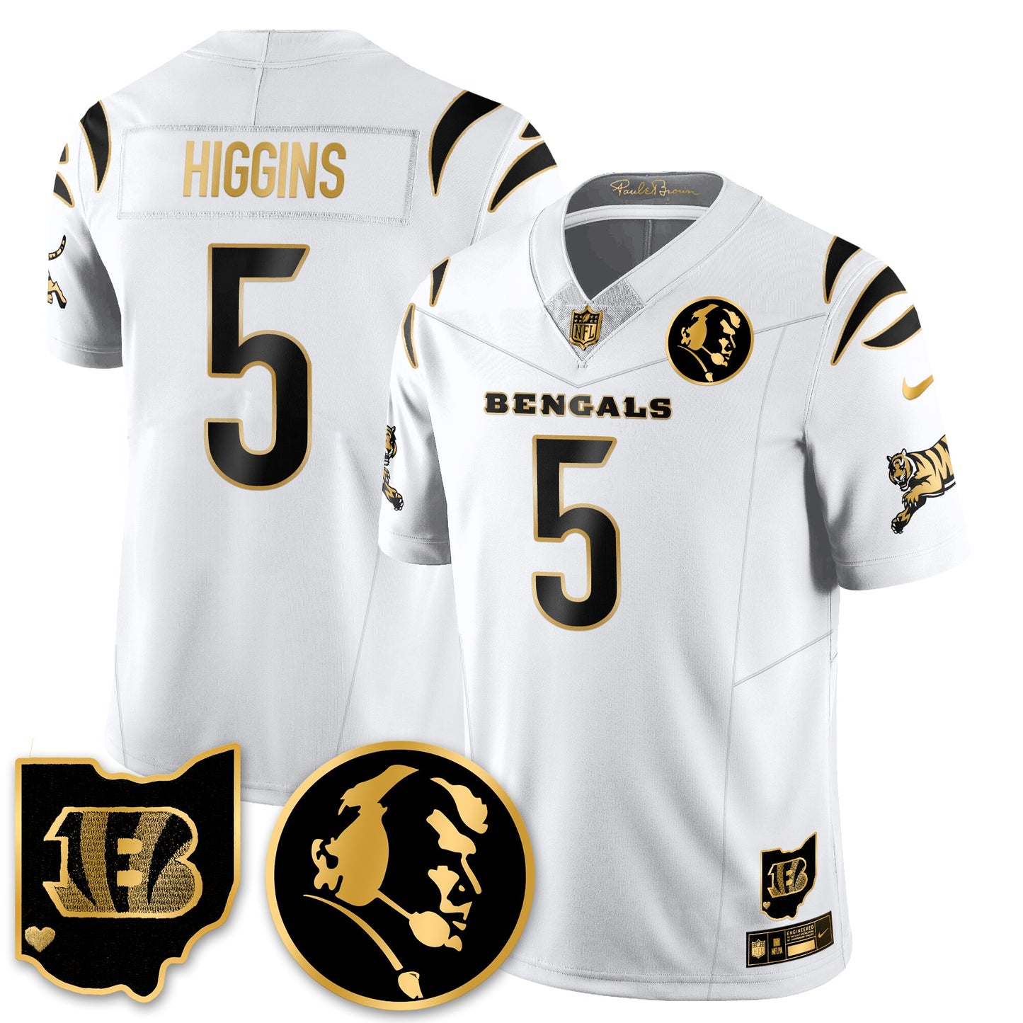 CIN Vapor Limited Gold Jersey - John Madden Patch - All Stitched