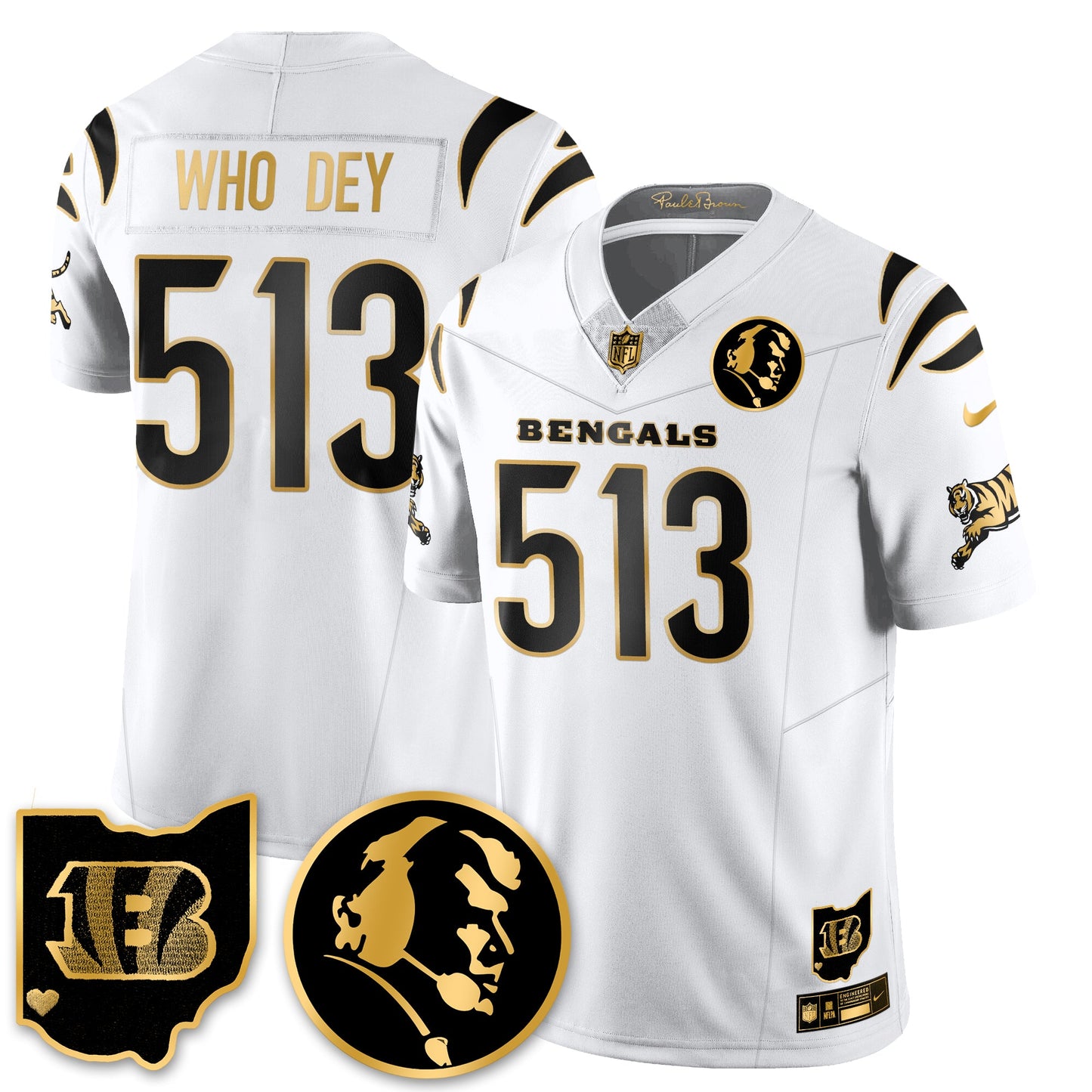 CIN Vapor Limited Gold Jersey - John Madden Patch - All Stitched