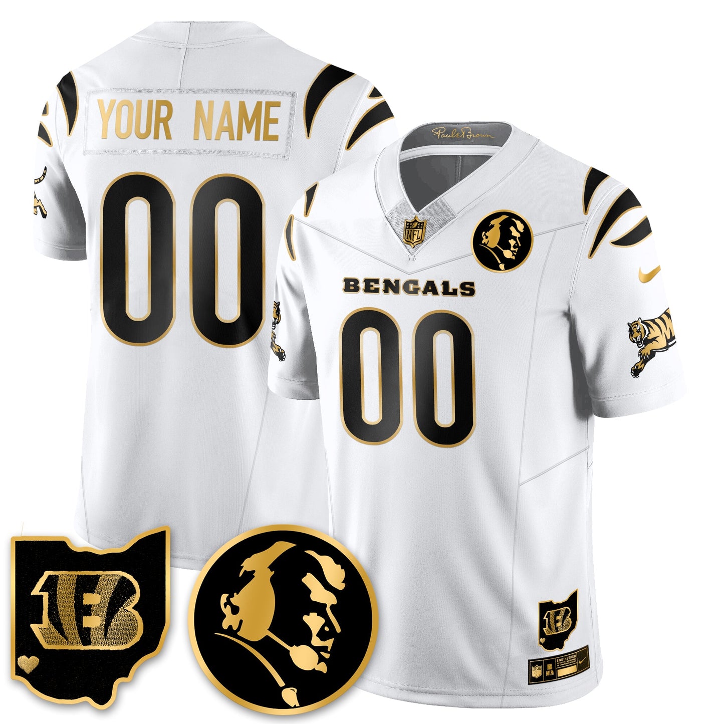 CIN Vapor Limited Gold Jersey - John Madden Patch - All Stitched