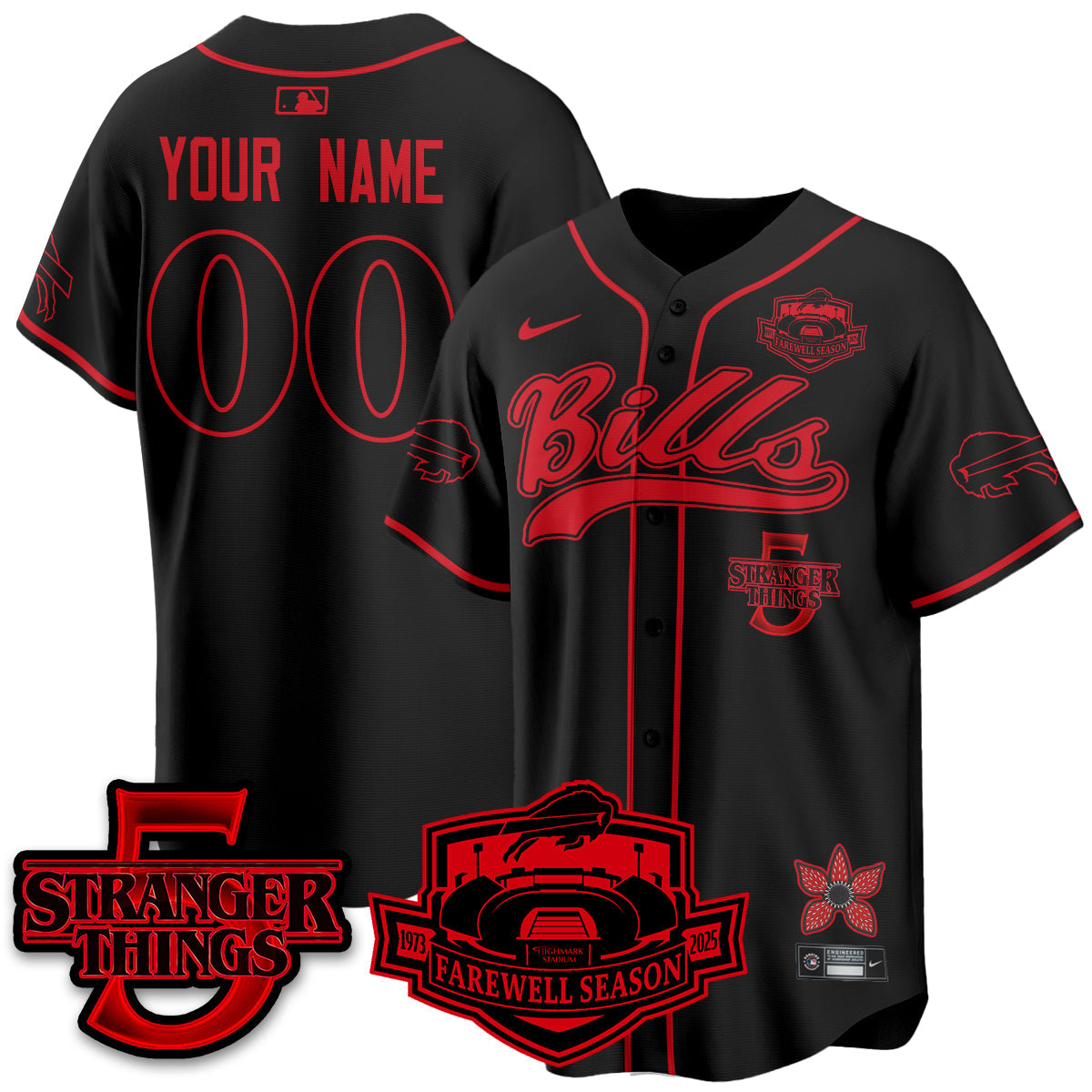 Custom BUF Stranger Things Vapor Limited Baseball Jersey - All Stitched