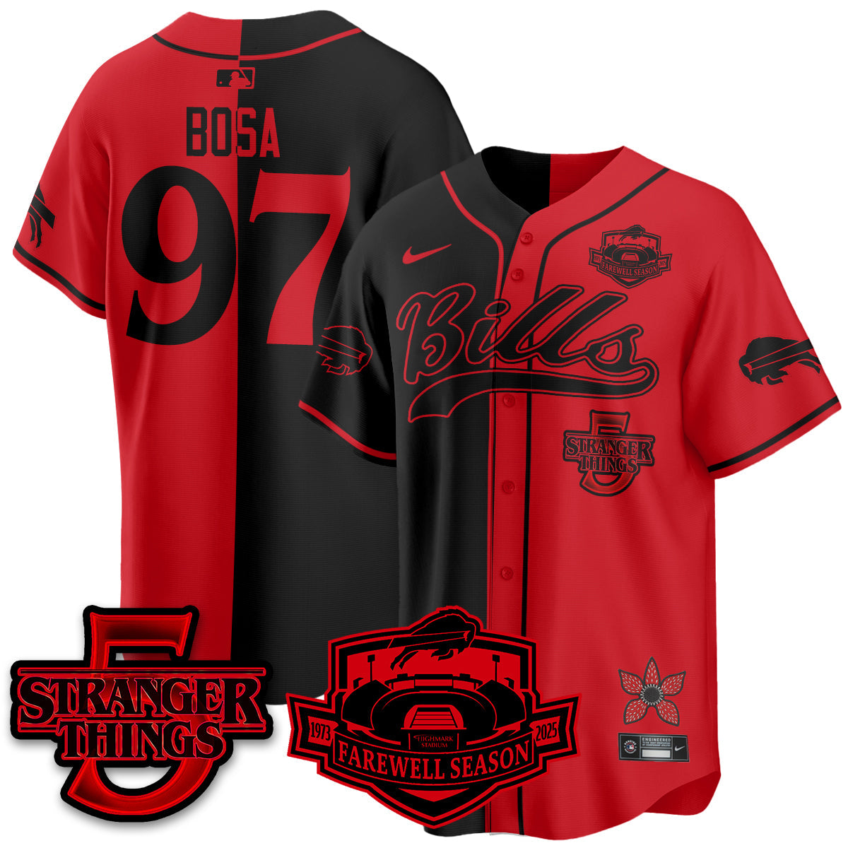 BUF Stranger Things Vapor Limited Baseball Jersey - All Stitched