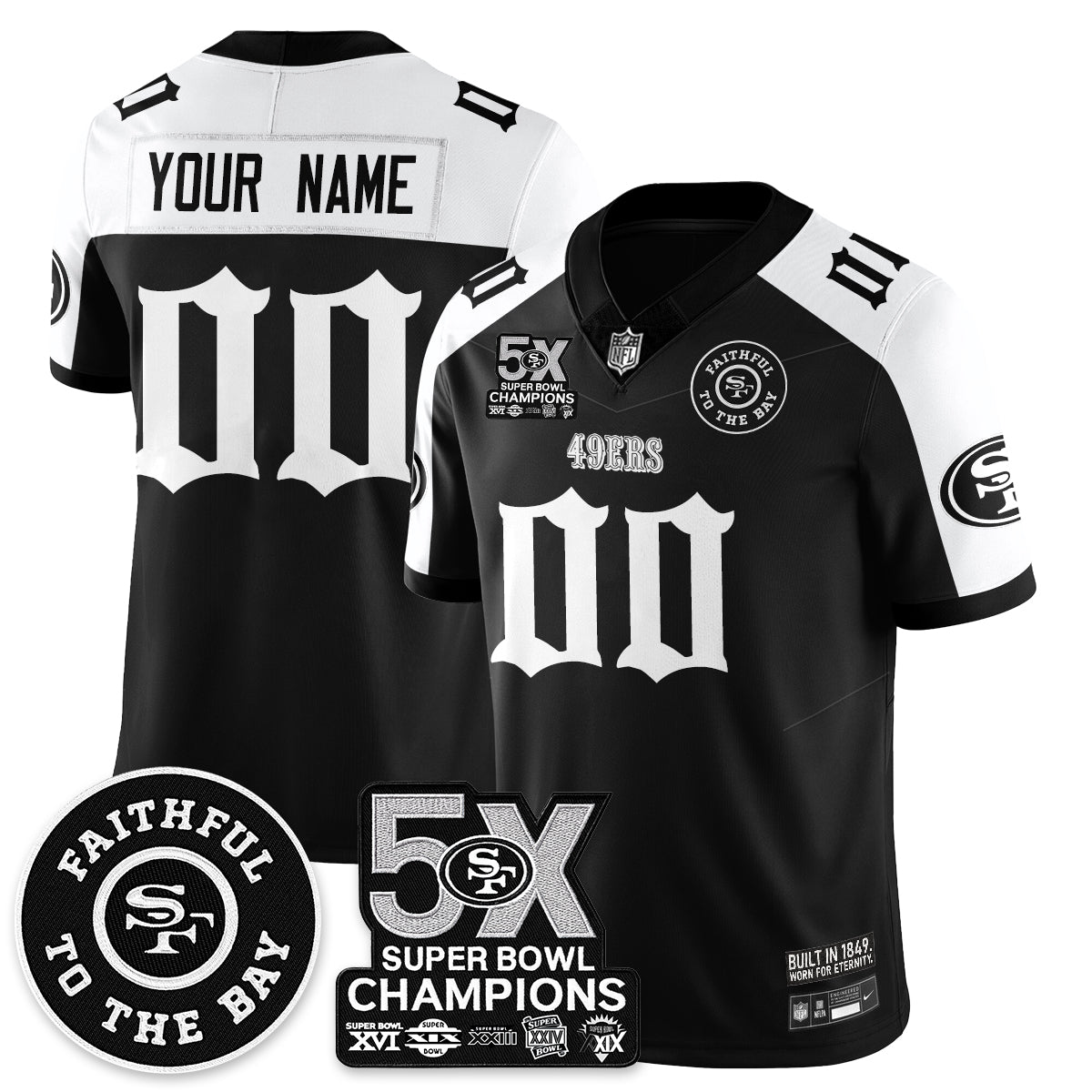 SF 5-Time Champions Gothic Vapor Limited Custom Jersey