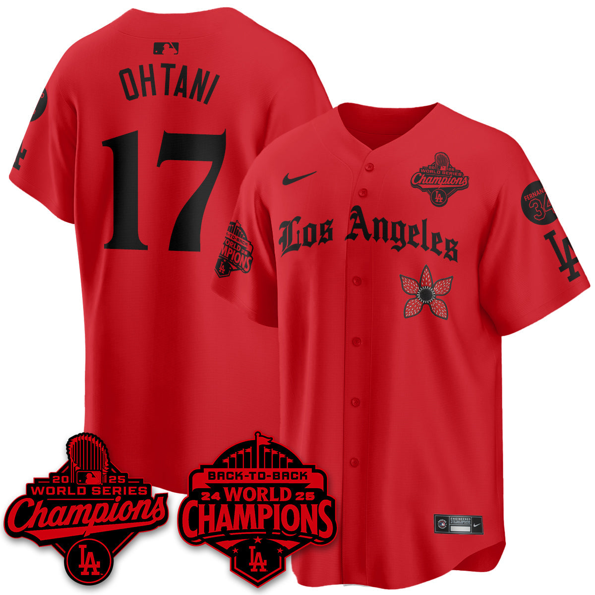 LAD 2025 World Series Champions x Stranger Things Vapor Premier Jersey - All Stitched