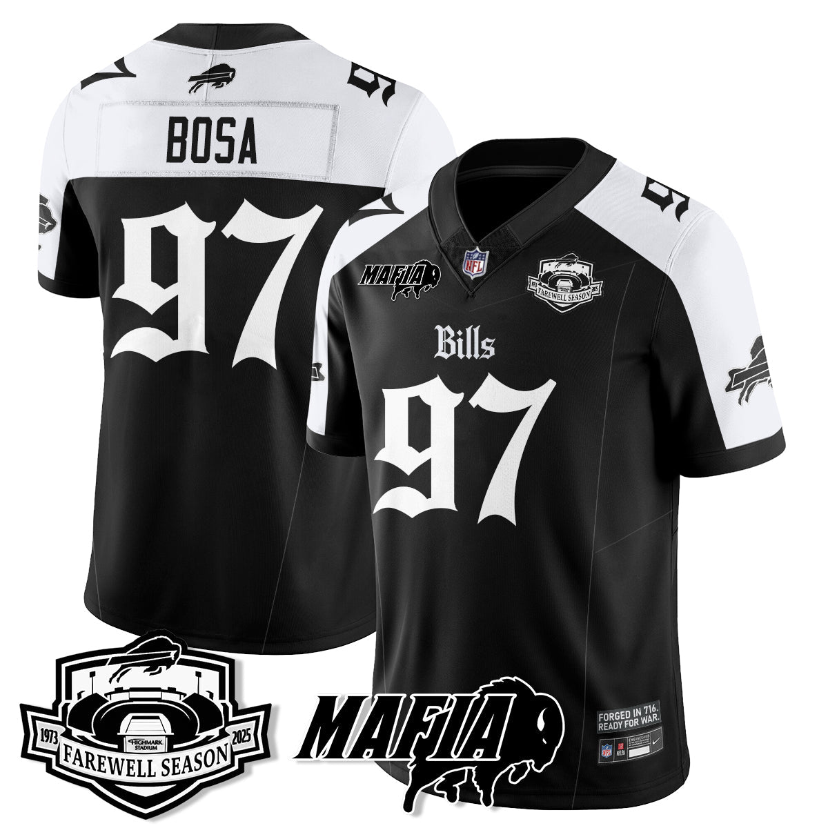 BUF Mafia Gothic Vapor Limited Jersey - Farewell Highmark Patch - All Stitched