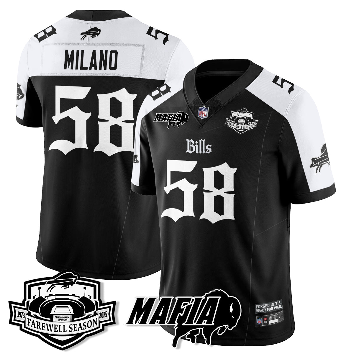 BUF Mafia Gothic Vapor Limited Jersey - Farewell Highmark Patch - All Stitched
