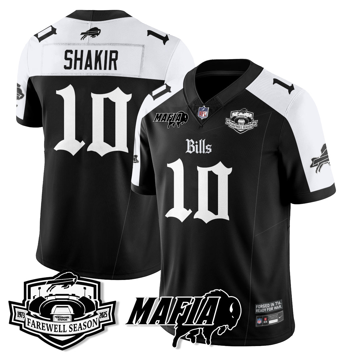 BUF Mafia Gothic Vapor Limited Jersey - Farewell Highmark Patch - All Stitched