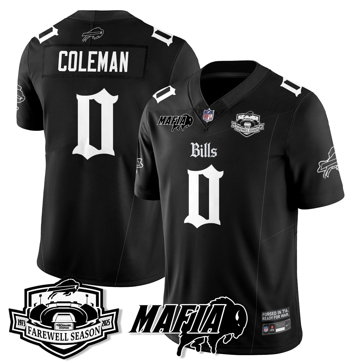 BUF Mafia Gothic Vapor Limited Jersey - Farewell Highmark Patch - All Stitched