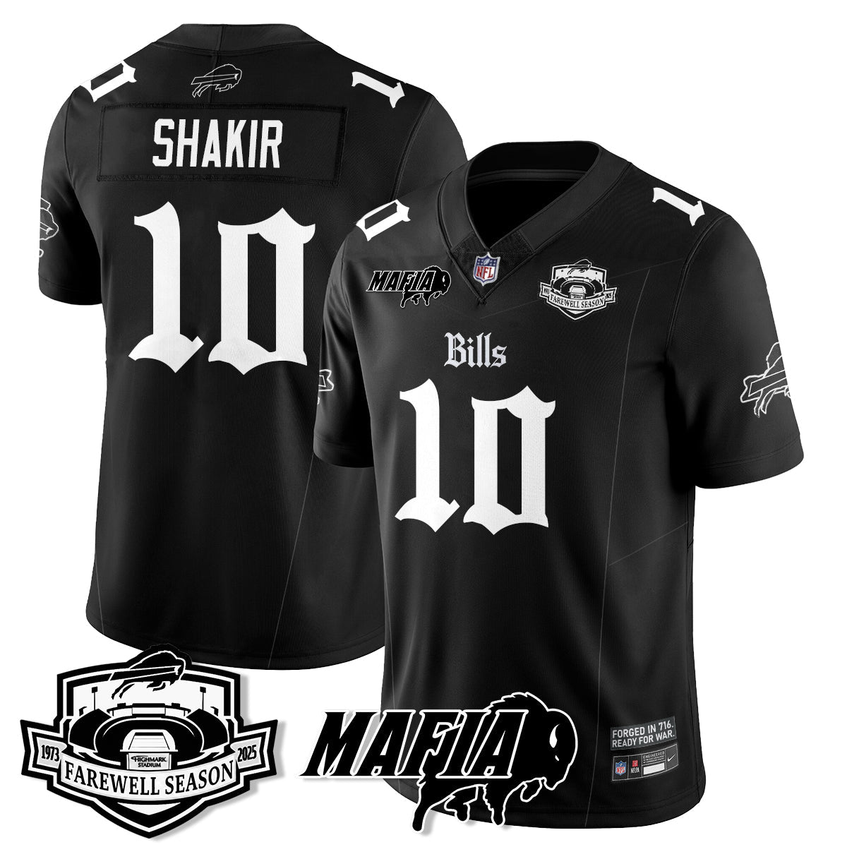 BUF Mafia Gothic Vapor Limited Jersey - Farewell Highmark Patch - All Stitched