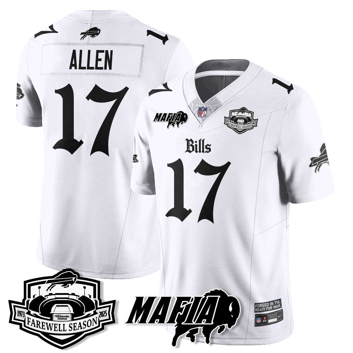 BUF Mafia Gothic Vapor Limited Jersey - Farewell Highmark Patch - All Stitched