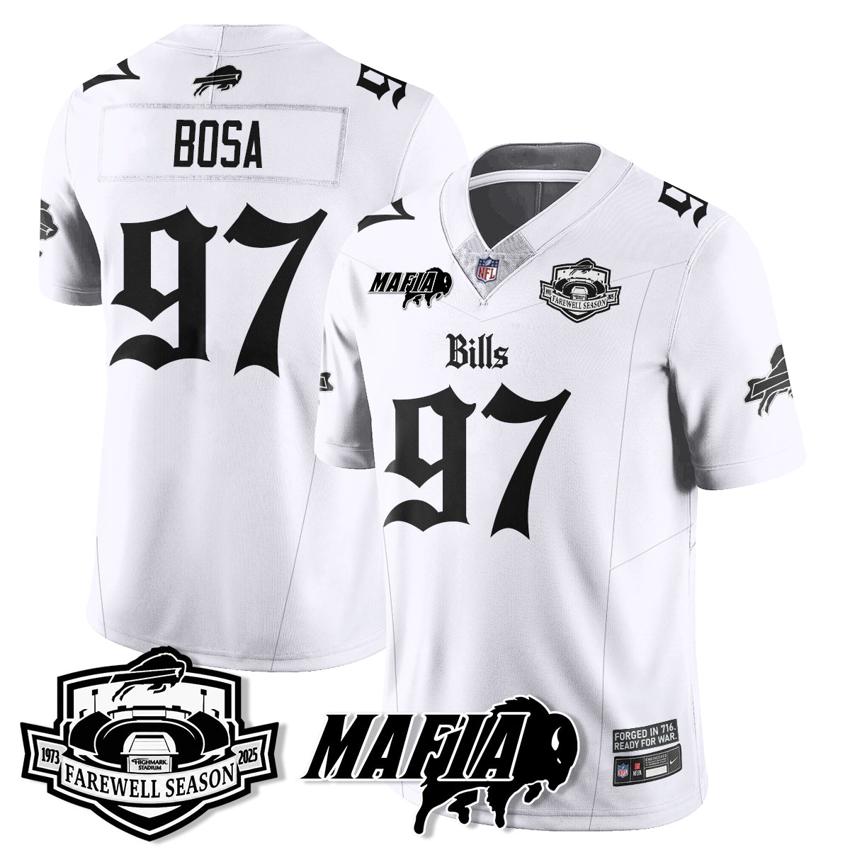 BUF Mafia Gothic Vapor Limited Jersey - Farewell Highmark Patch - All Stitched