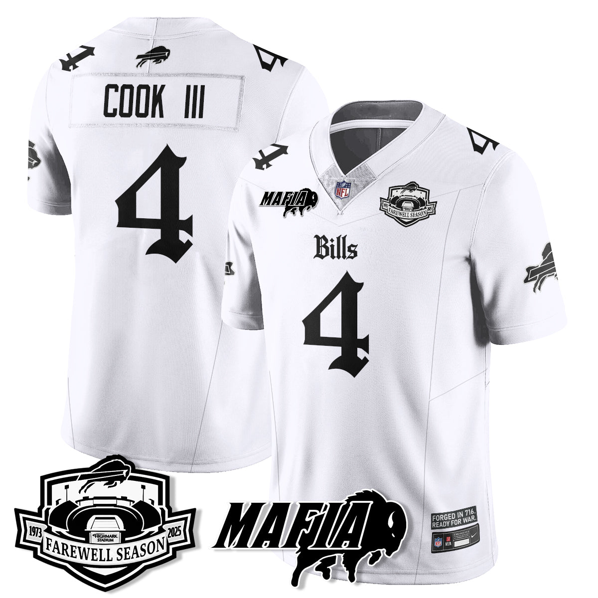 BUF Mafia Gothic Vapor Limited Jersey - Farewell Highmark Patch - All Stitched
