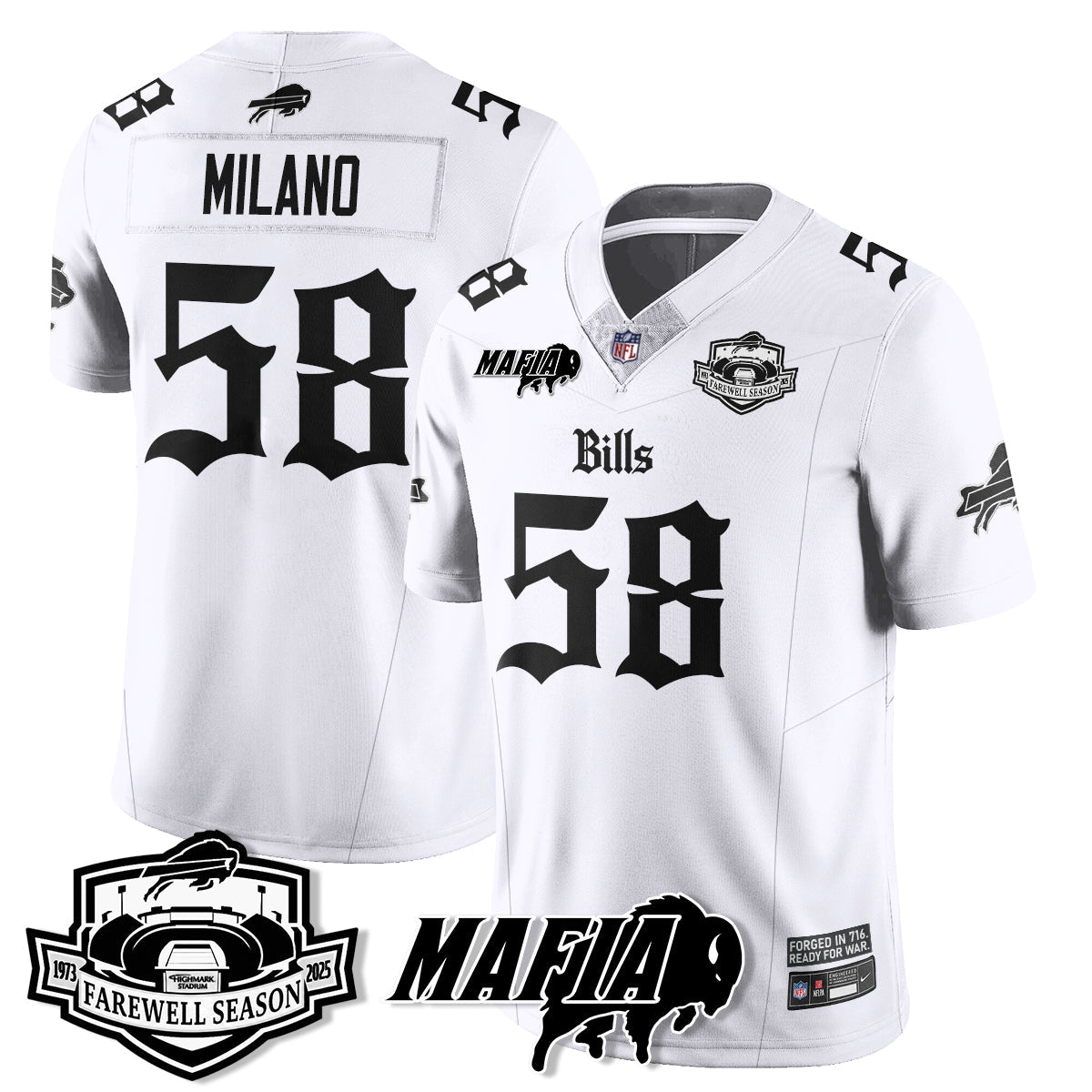 BUF Mafia Gothic Vapor Limited Jersey - Farewell Highmark Patch - All Stitched