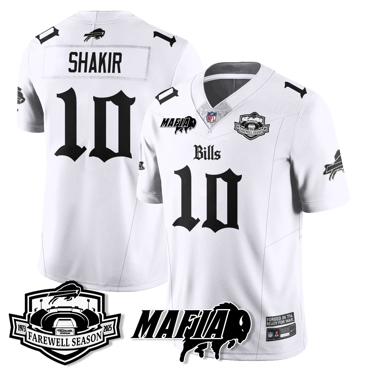 BUF Mafia Gothic Vapor Limited Jersey - Farewell Highmark Patch - All Stitched