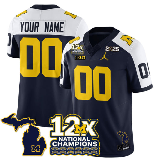 Custom MICH 12x-Time National Champions Vapor Limited Football Jersey - All Stitched