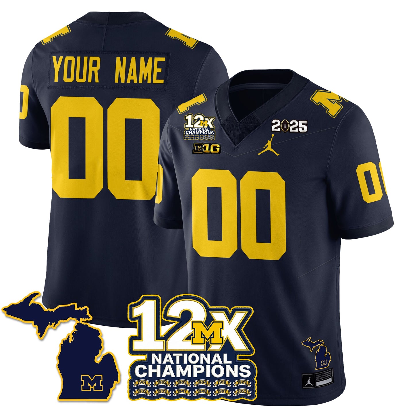 Custom MICH 12x-Time National Champions Vapor Limited Football Jersey