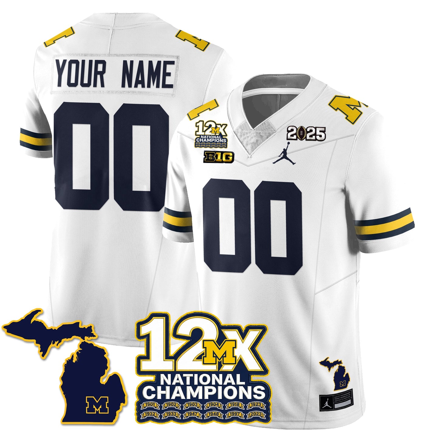 Custom MICH 12x-Time National Champions Vapor Limited Football Jersey