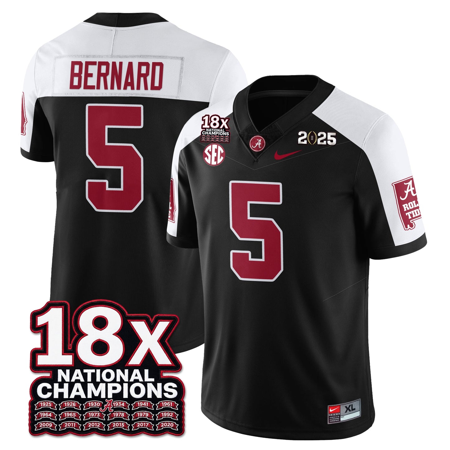 BAMA 18x-Time National Champions Vapor Limited Football Jersey - All Stitched