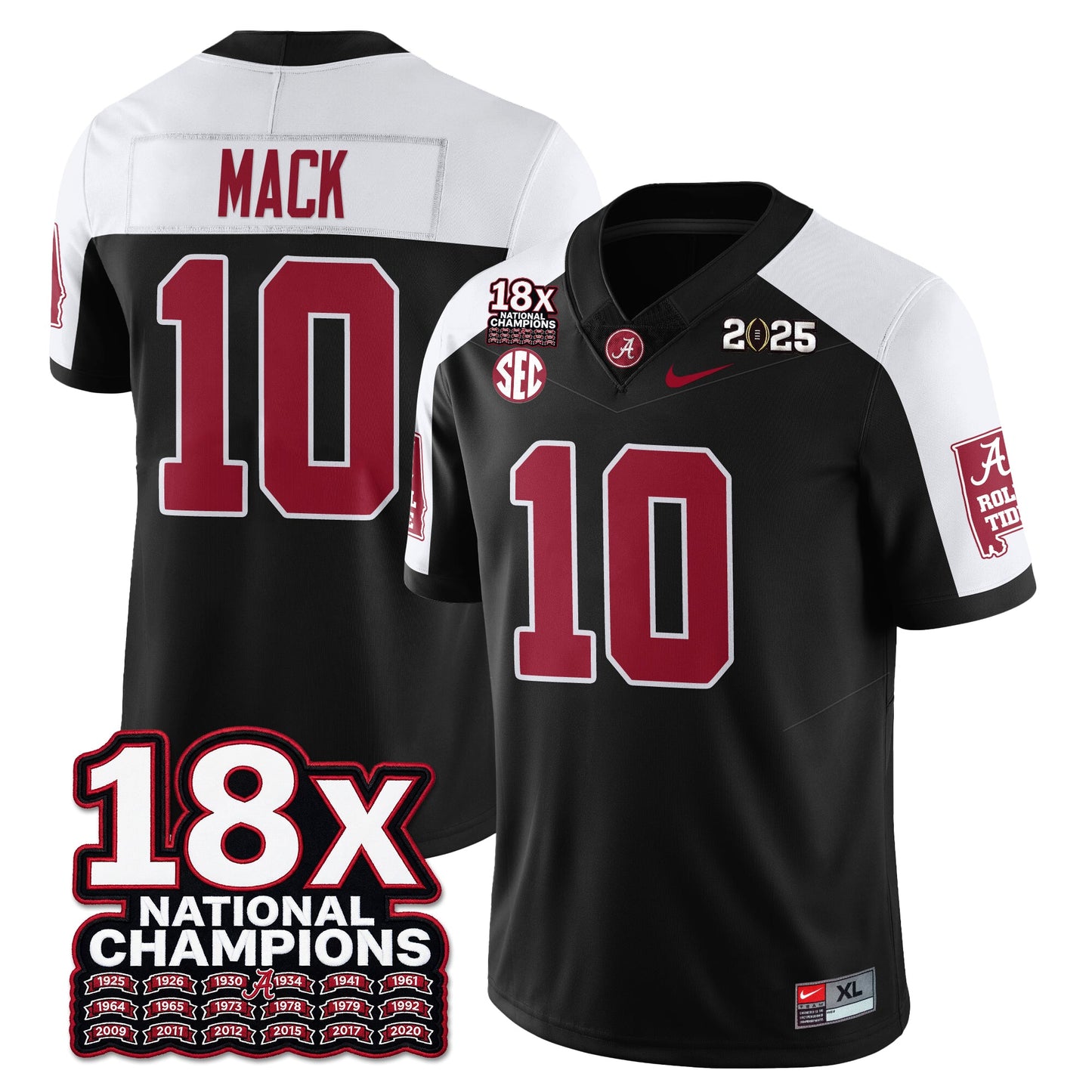 BAMA 18x-Time National Champions Vapor Limited Football Jersey - All Stitched