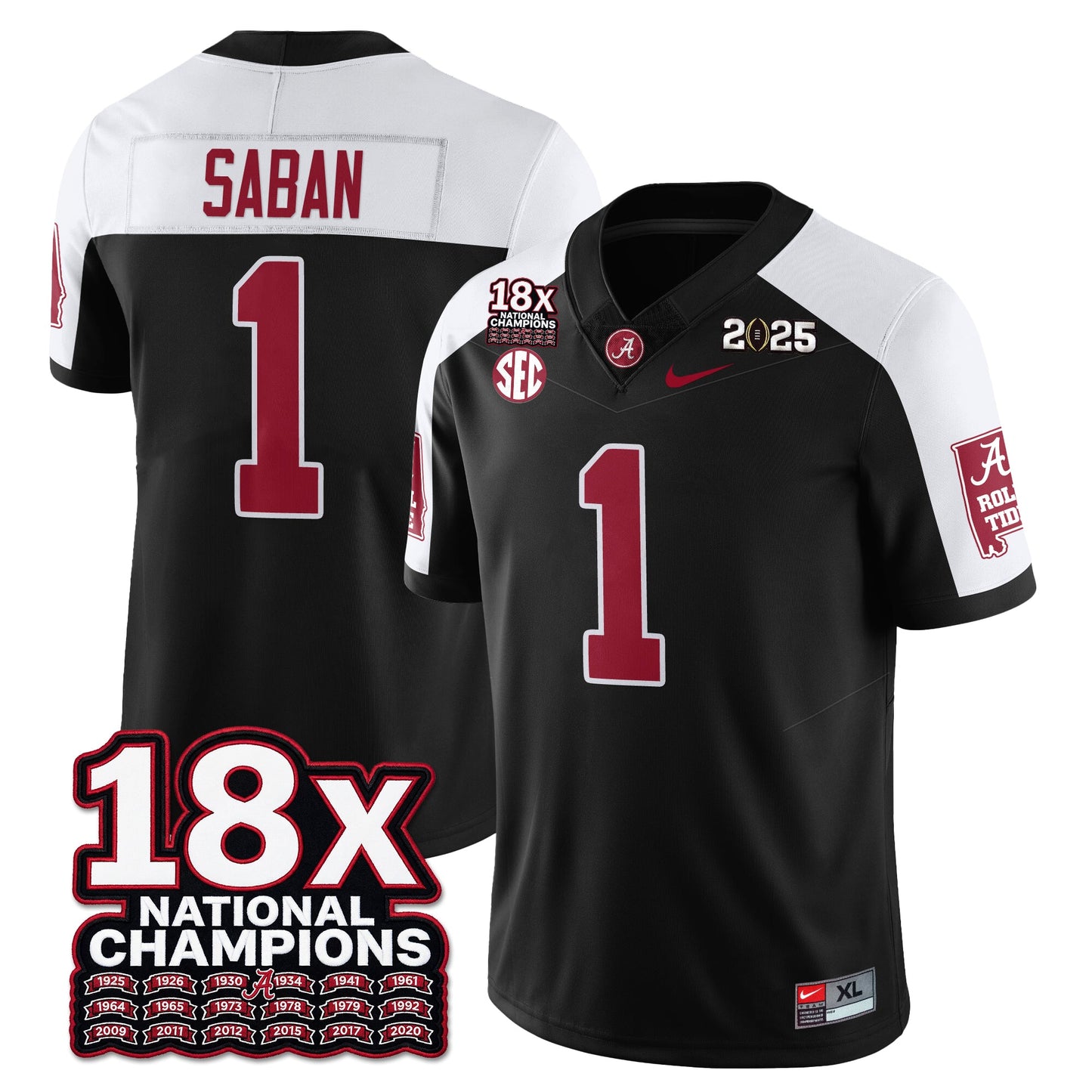 BAMA 18x-Time National Champions Vapor Limited Football Jersey - All Stitched
