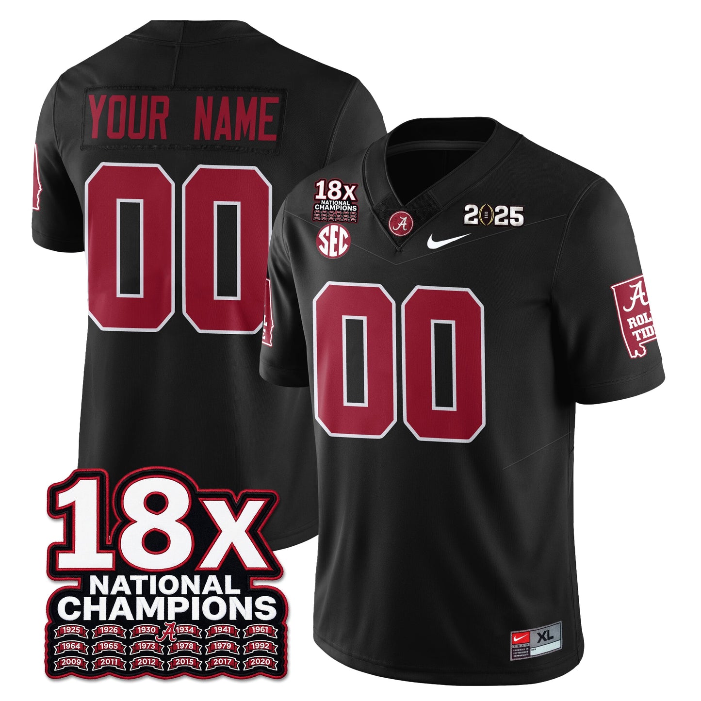 Custom BAMA 18x-Time National Champions Vapor Limited Football Jersey