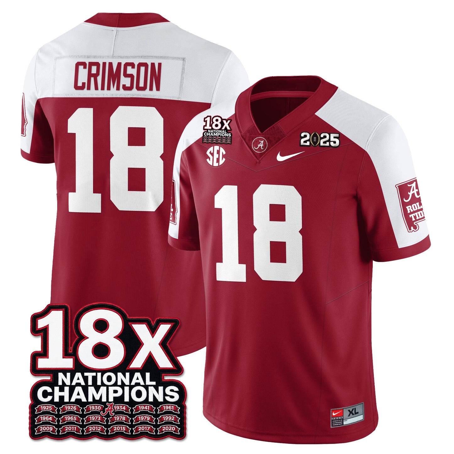 BAMA 18x-Time National Champions Vapor Limited Football Jersey - All Stitched