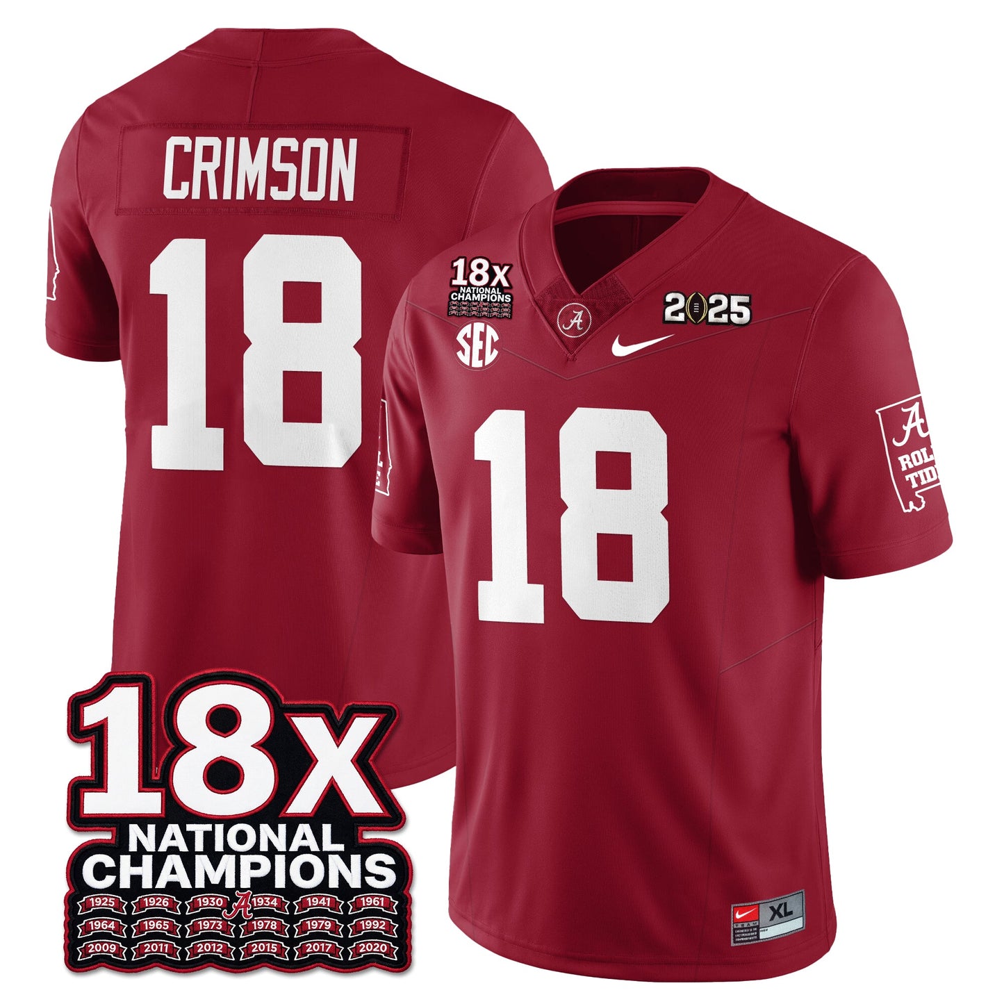 BAMA 18x-Time National Champions Vapor Limited Football Jersey - All Stitched