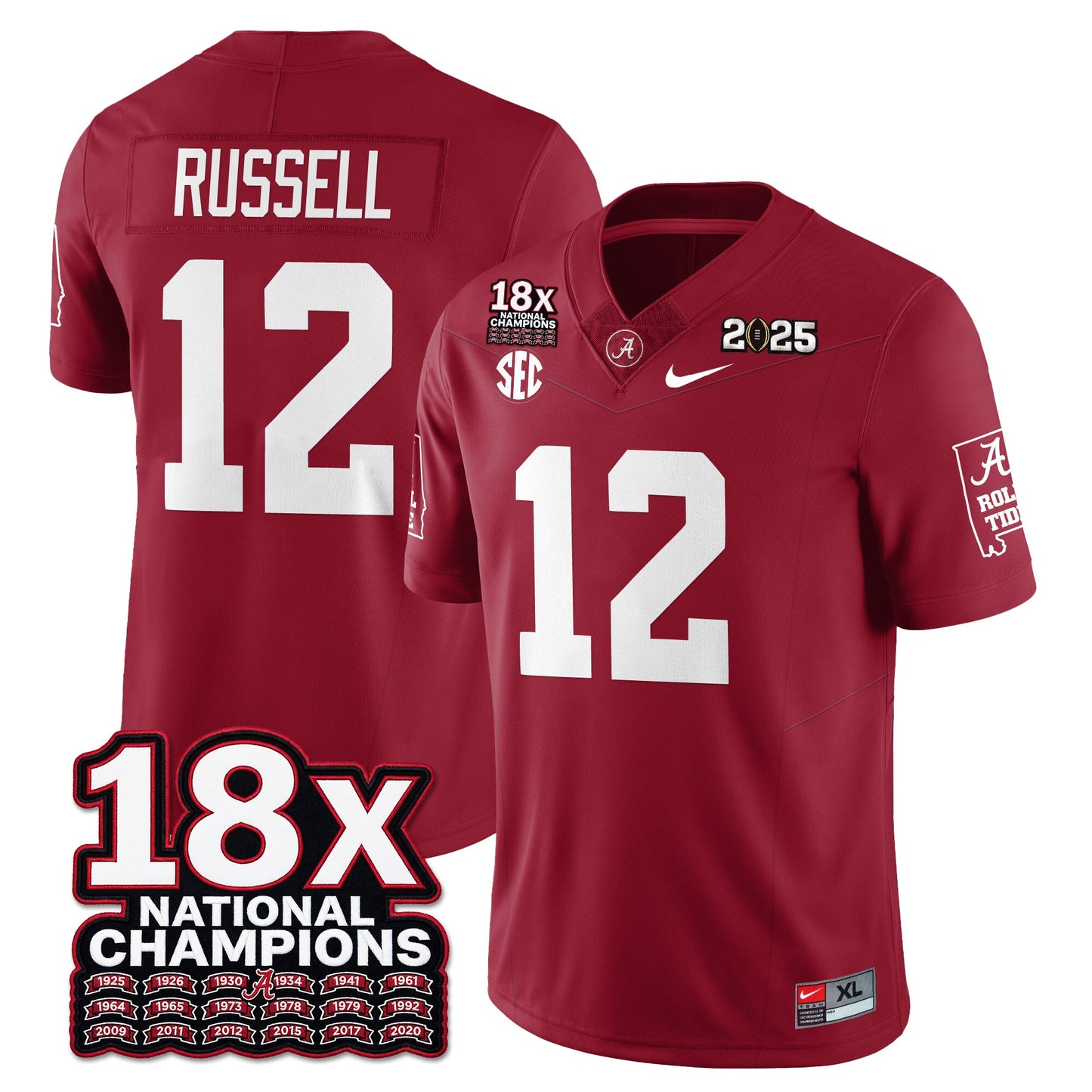 BAMA 18x-Time National Champions Vapor Limited Football Jersey - All Stitched