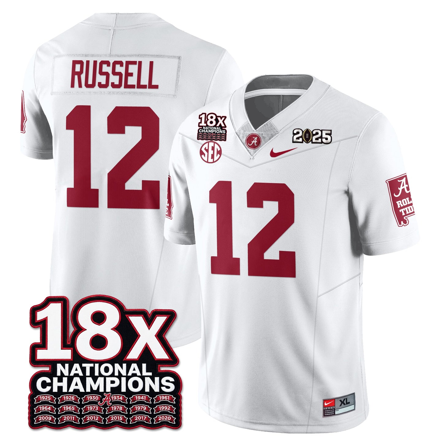 BAMA 18x-Time National Champions Vapor Limited Football Jersey - All Stitched