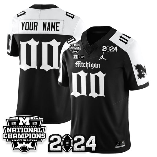 Custom MICH Gothic 2023 National Champions Vapor Limited Football Jersey - All Stitched