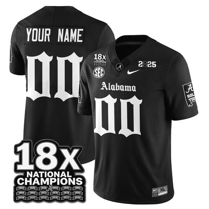 Custom Alabama Crimson Tide 18x-Time National Champions Gothic Vapor Limited Jersey - All Stitched