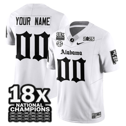Custom Alabama Crimson Tide 18x-Time National Champions Gothic Vapor Limited Jersey - All Stitched