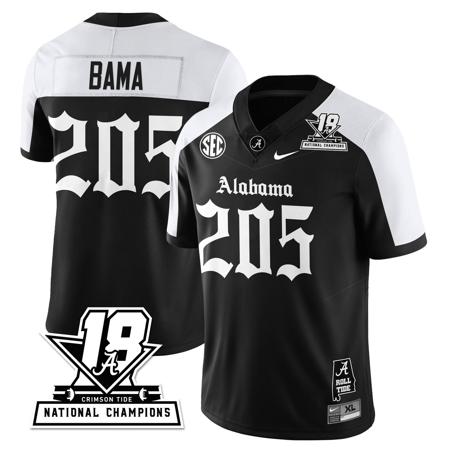 BAMA 18x-Time National Champions Gothic Vapor Limited Jersey - All Stitched