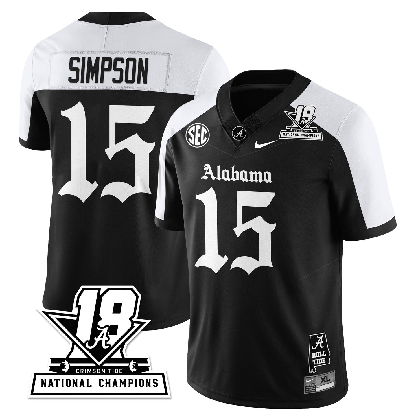 BAMA 18x-Time National Champions Gothic Vapor Limited Jersey - All Stitched