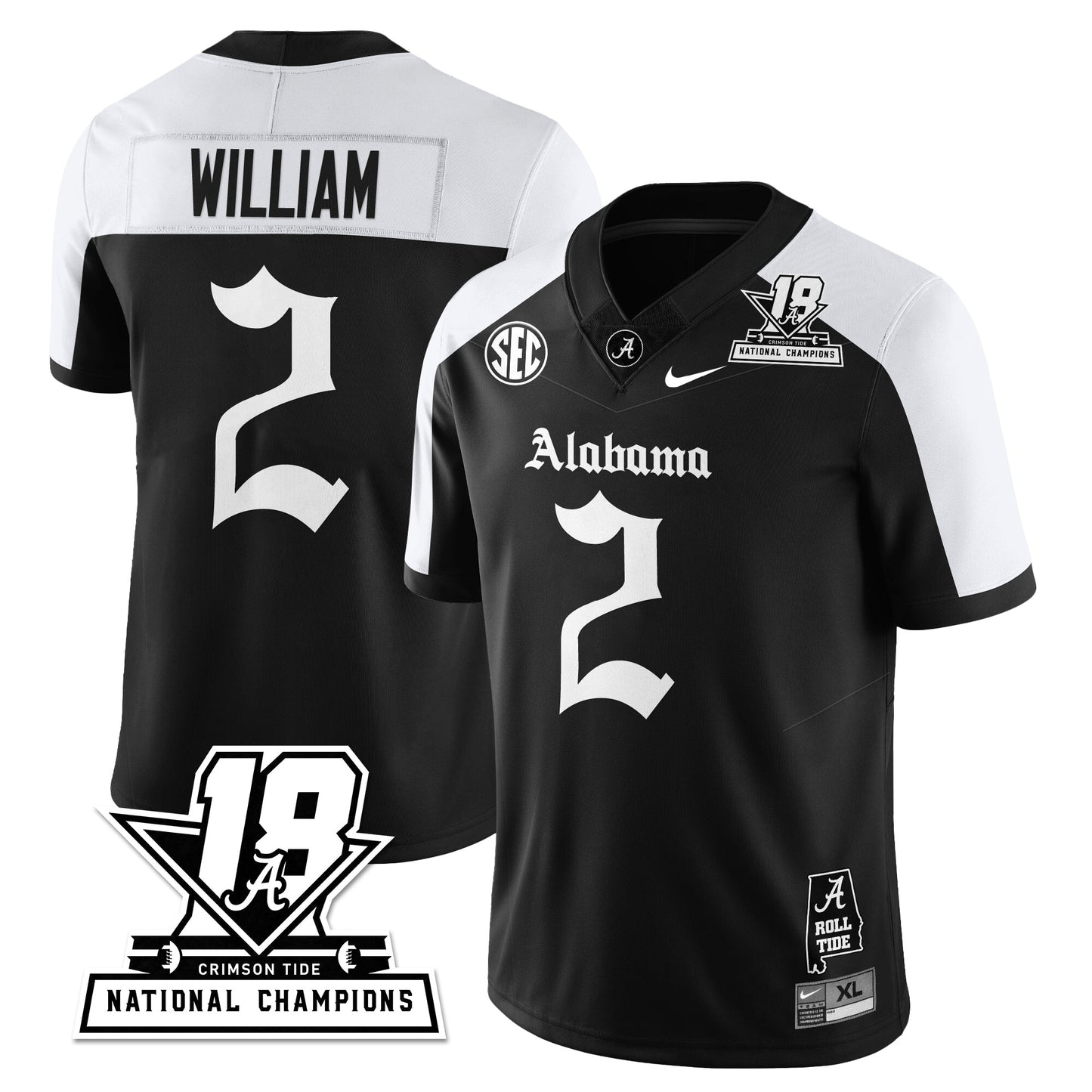 BAMA 18x-Time National Champions Gothic Vapor Limited Jersey - All Stitched