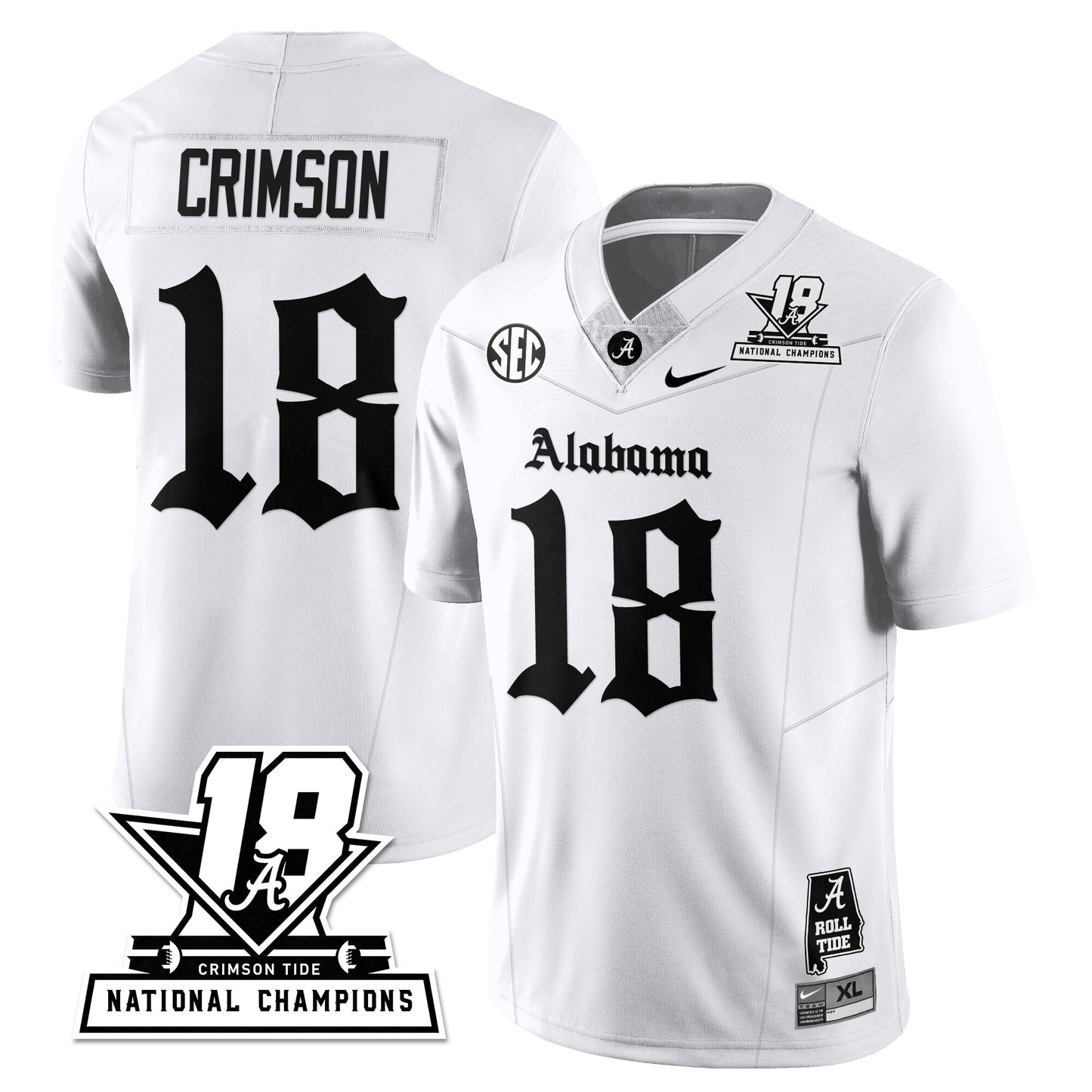 BAMA 18x-Time National Champions Gothic Vapor Limited Jersey - All Stitched