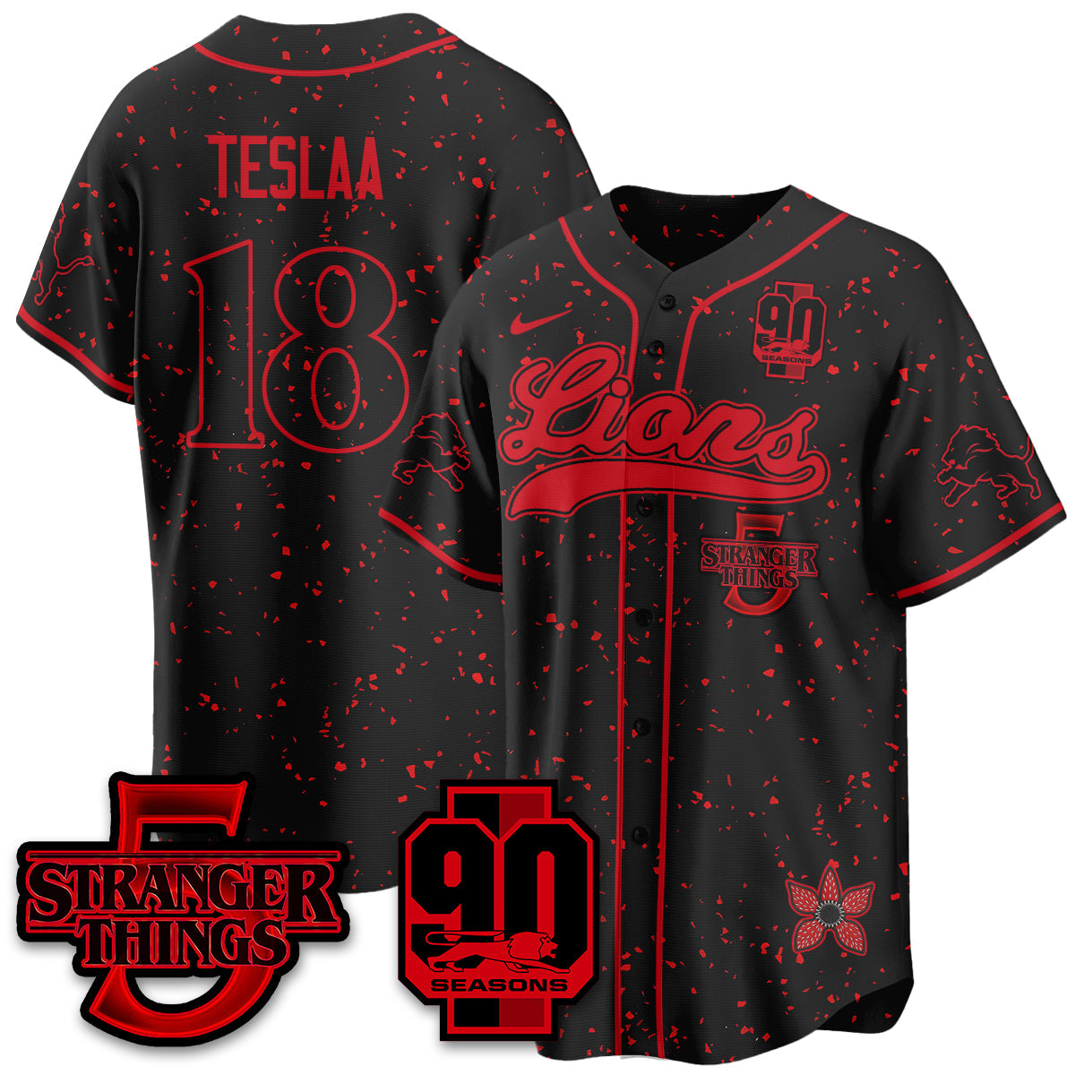 DET 'Stranger Things Edition' Vapor Limited Baseball Jersey - All Stitched