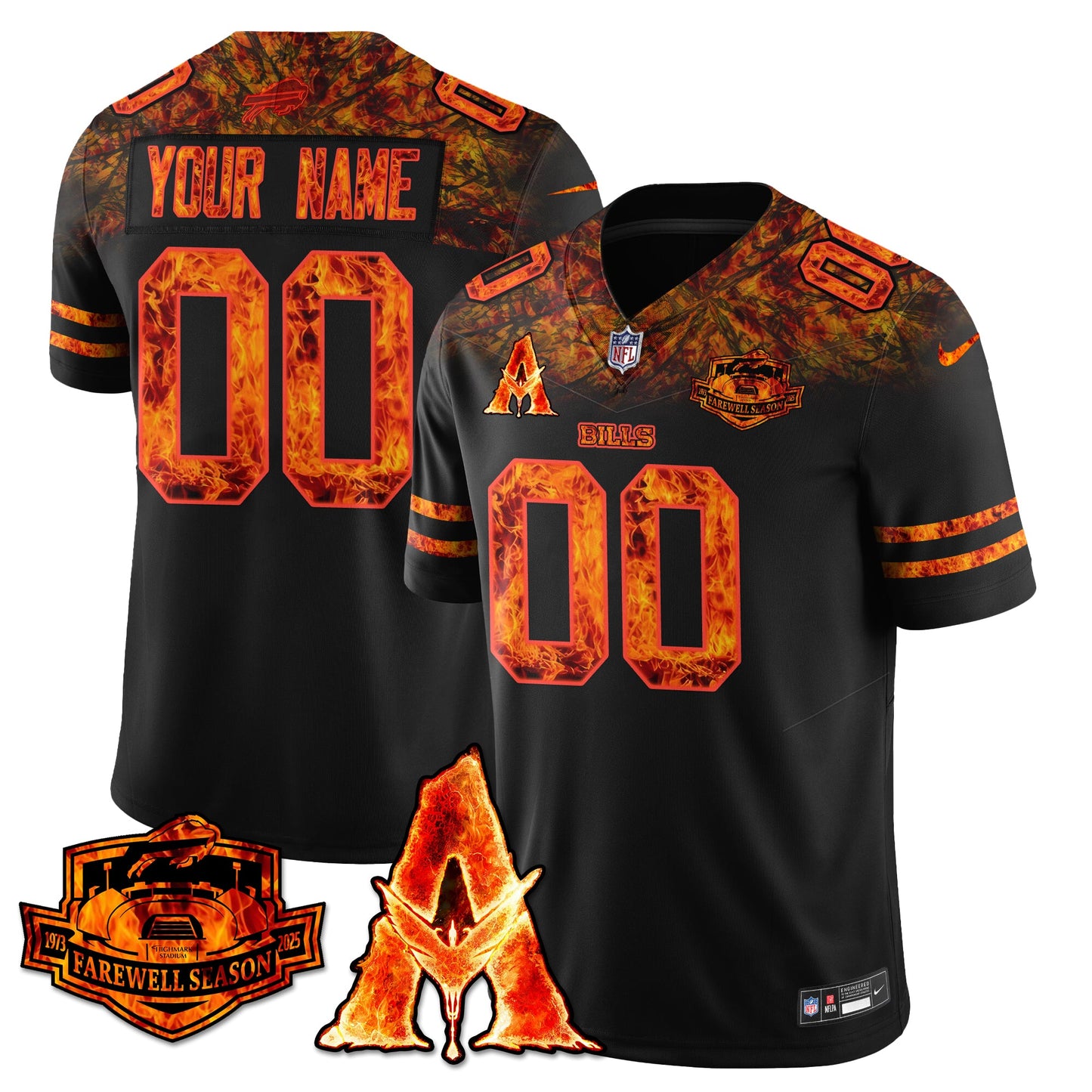 BUF x Avatar 3 Fire and Ash Custom Jersey - Stitched