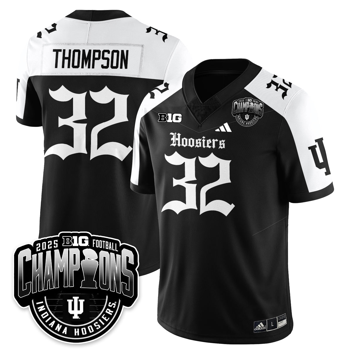 Indiana Hoosiers Gothic Vapor Limited Football Jersey - Big 10 Champions - All Stitched