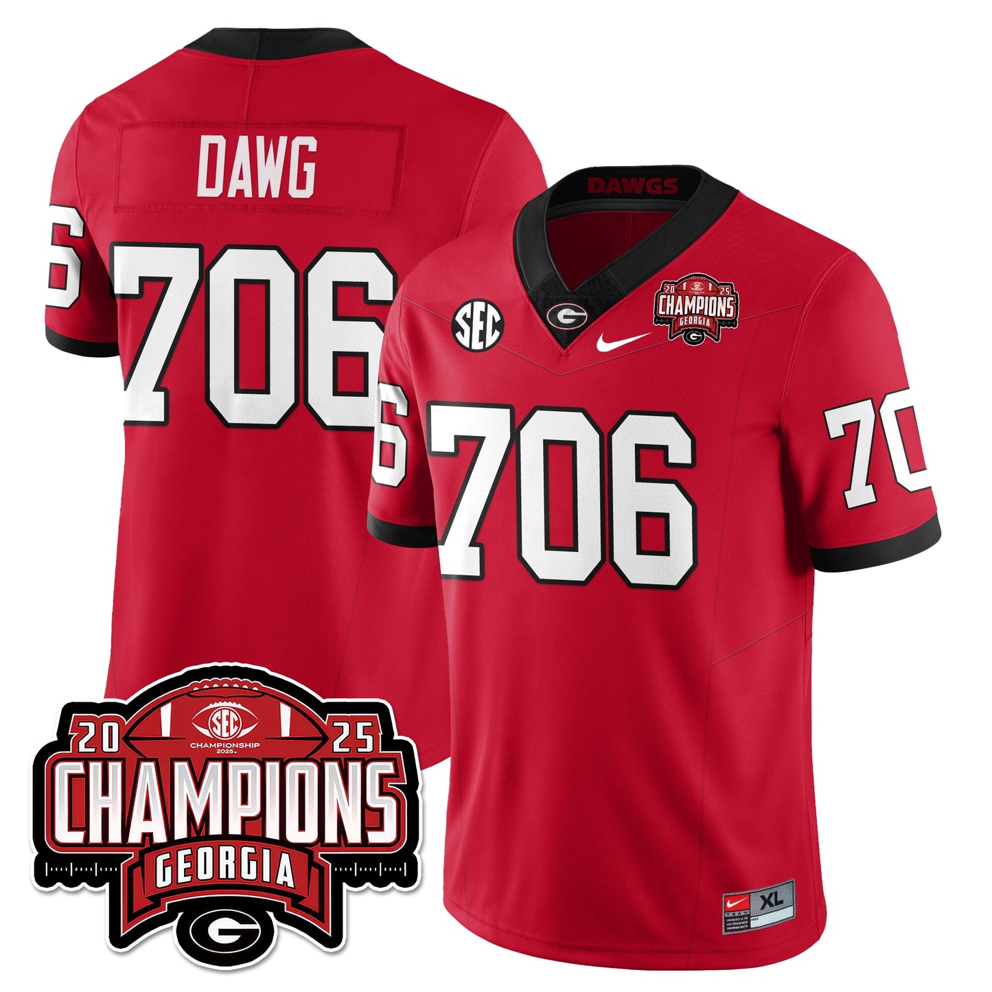 UGA Vapor Limited Jersey - SEC Football Champions - All Stitched