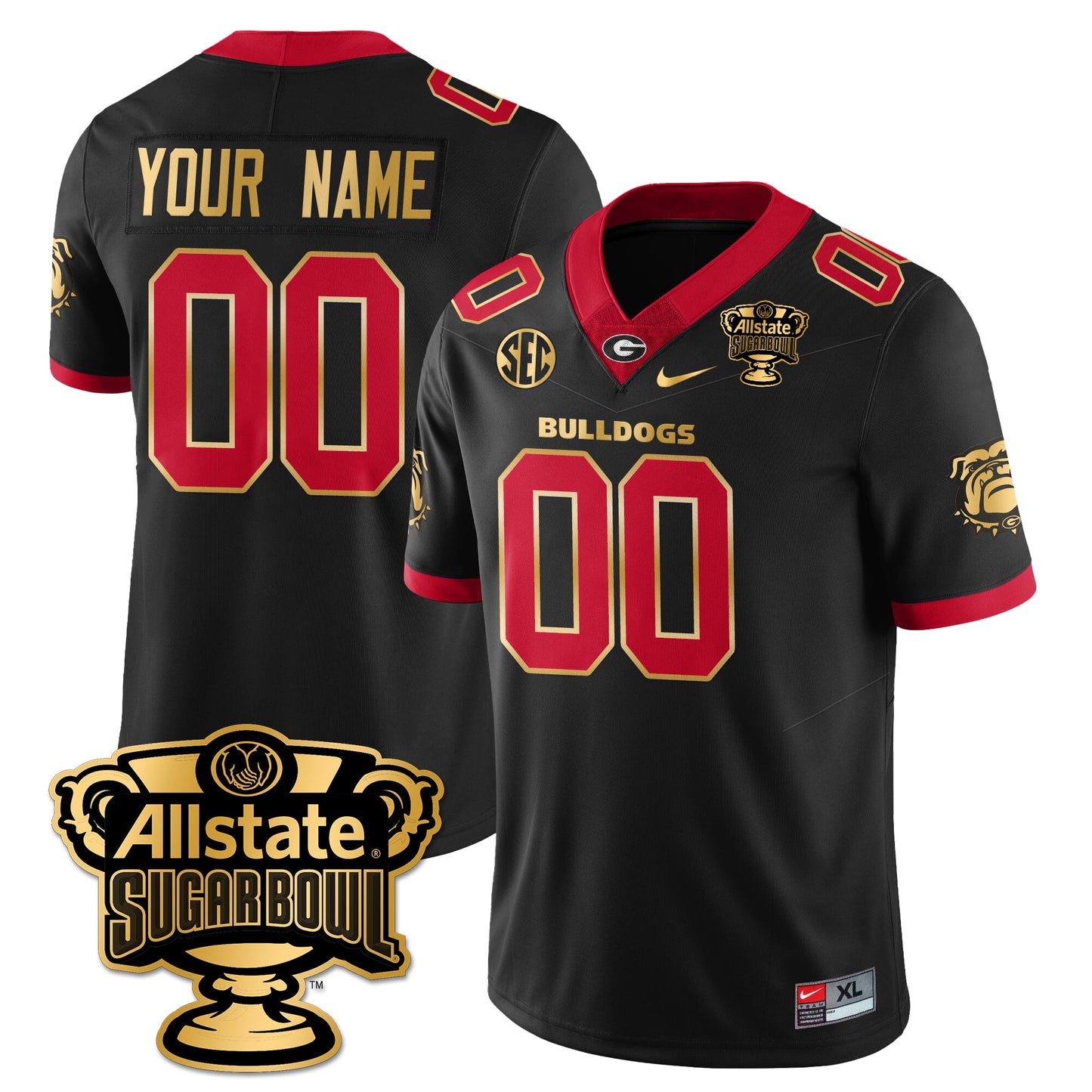 Custom Georgia Bulldogs Vapor Limited Football Jersey - Sugar Bowl - All Stitched