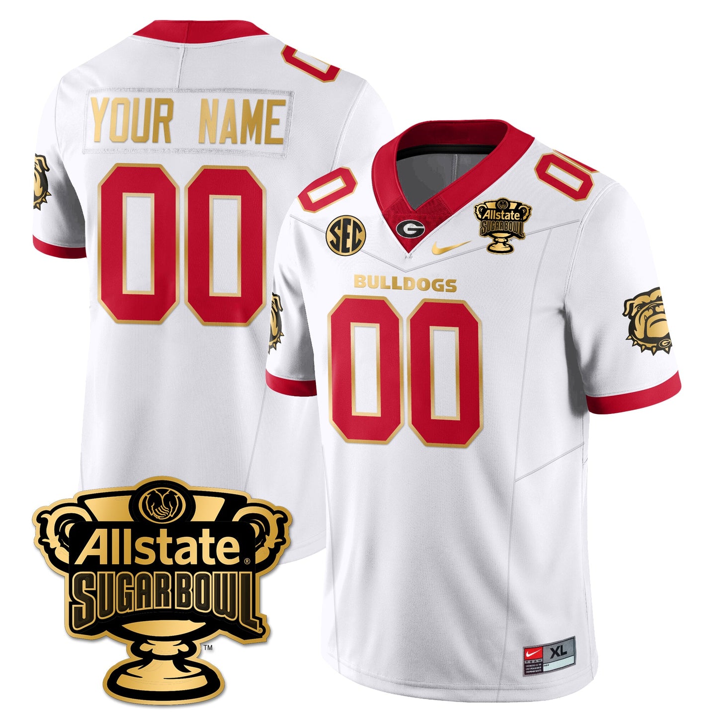 Custom Georgia Bulldogs Vapor Limited Football Jersey - Sugar Bowl - All Stitched