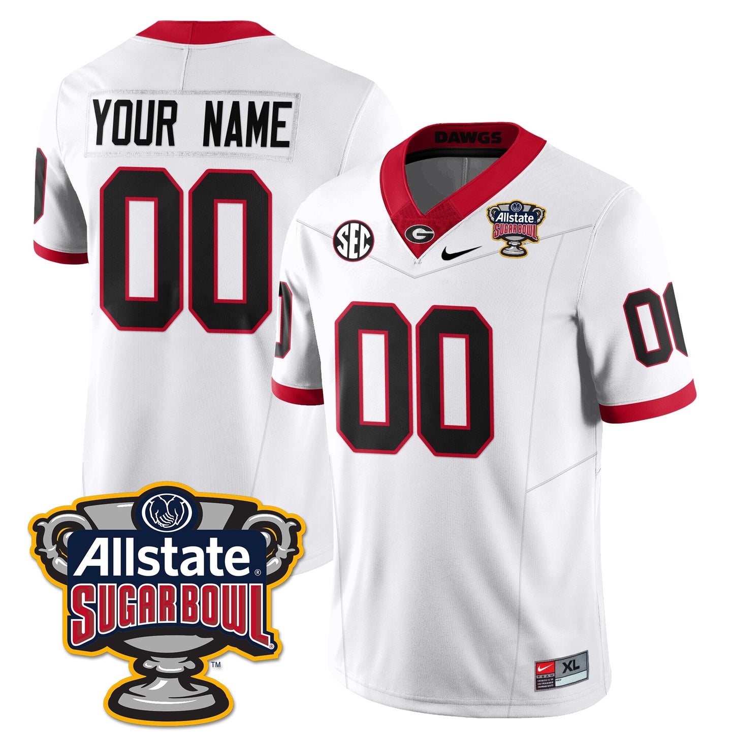 Custom Georgia Bulldogs Vapor Limited Football Jersey - Sugar Bowl - All Stitched