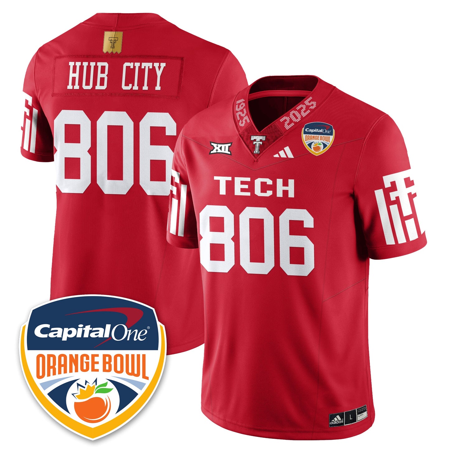 TTU Vapor Limited Football Jersey - Orange Bowl - Stitched