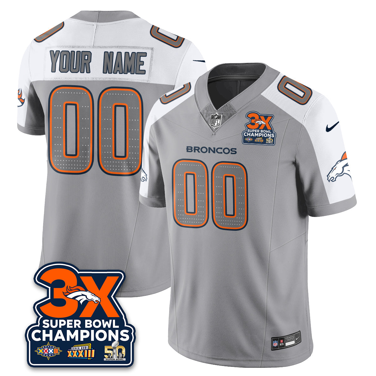 Custom Denver Broncos Atmosphere Vapor Limited Jersey - All Stitched