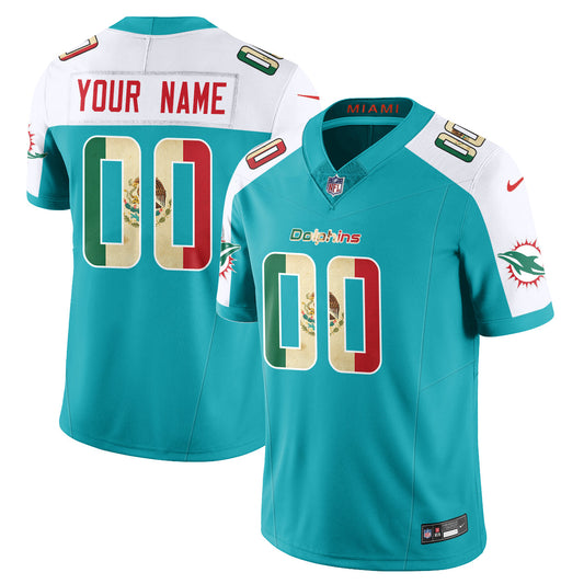 Custom Miami Dolphins Mexico Vapor Limited Jersey - All Stitched