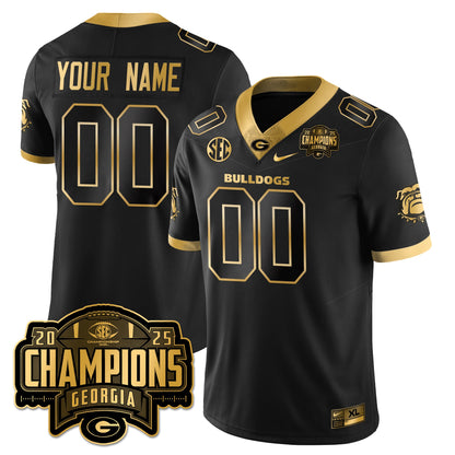 Custom Georgia Bulldogs Vapor Limited Gold Jersey - SEC Football Champions - All Stitched