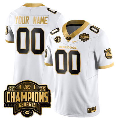 Custom Georgia Bulldogs Vapor Limited Gold Jersey - SEC Football Champions - All Stitched