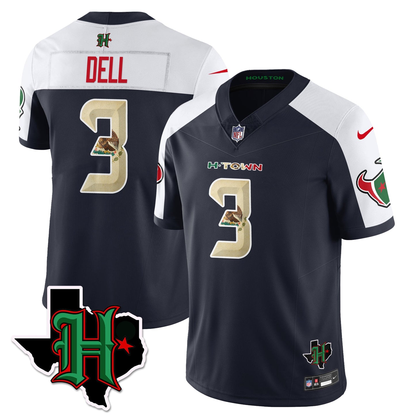 HOU Mexico Vapor Limited Jersey - All Stitched