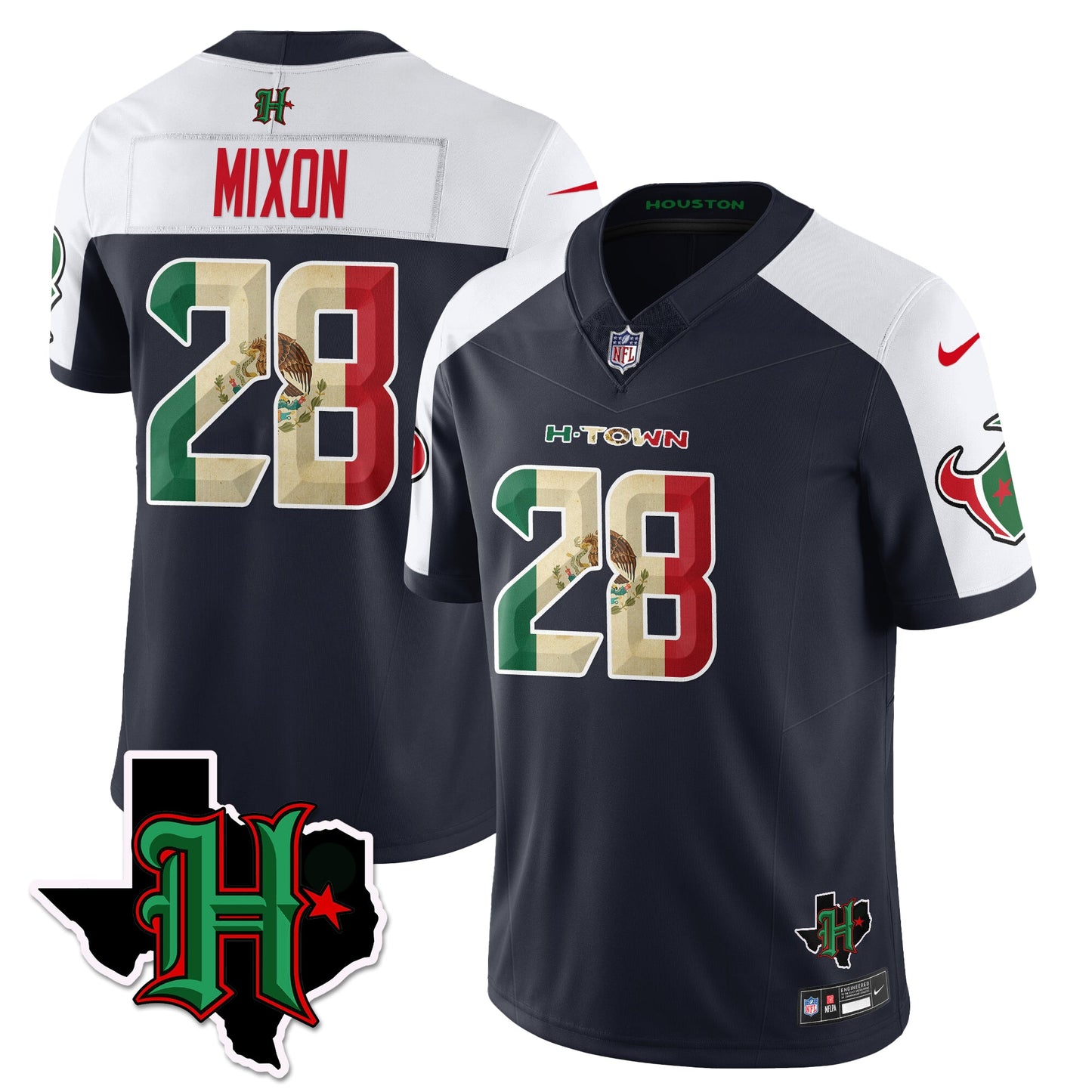 HOU Mexico Vapor Limited Jersey - All Stitched