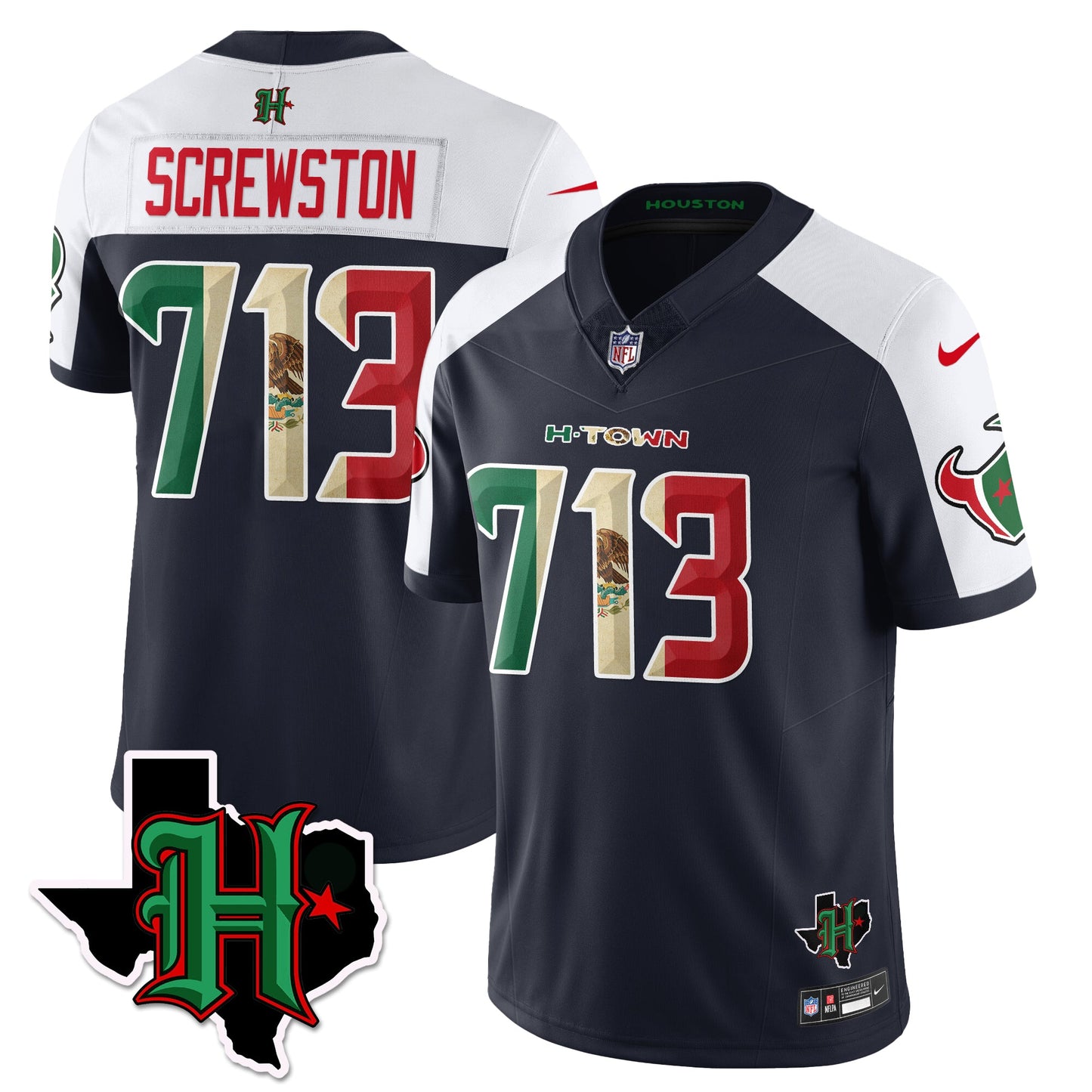HOU Mexico Vapor Limited Jersey - All Stitched